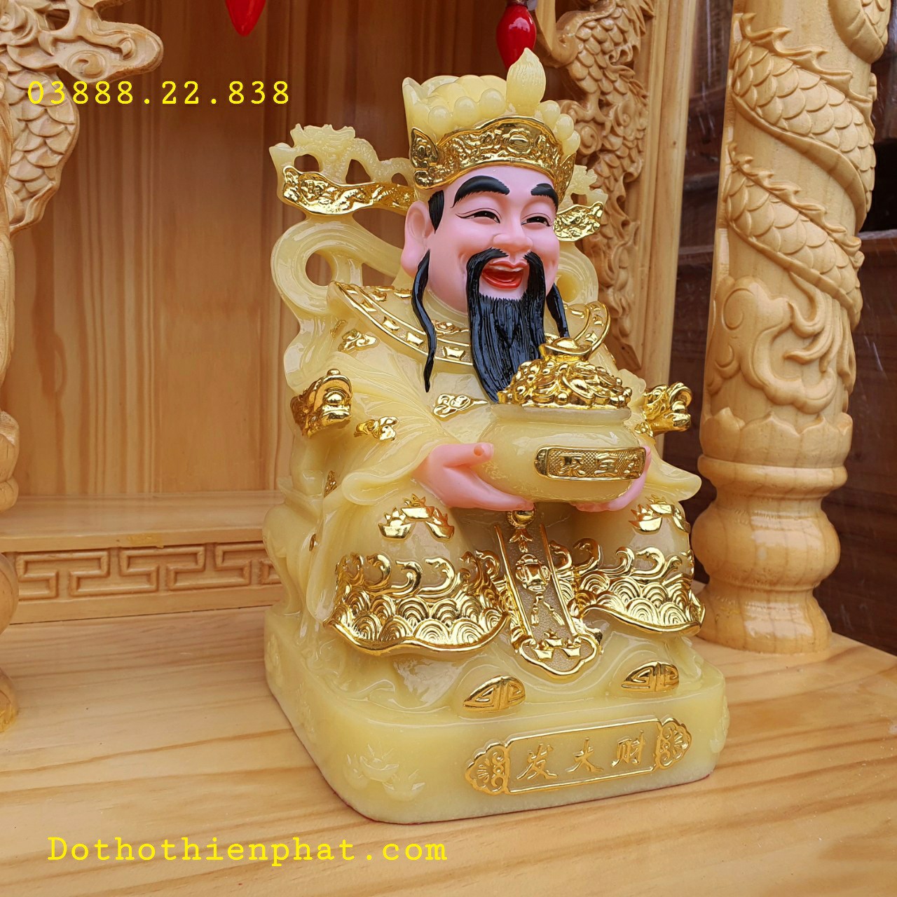 Ông thần tiền đá 8in cao 22 cm cao cấp