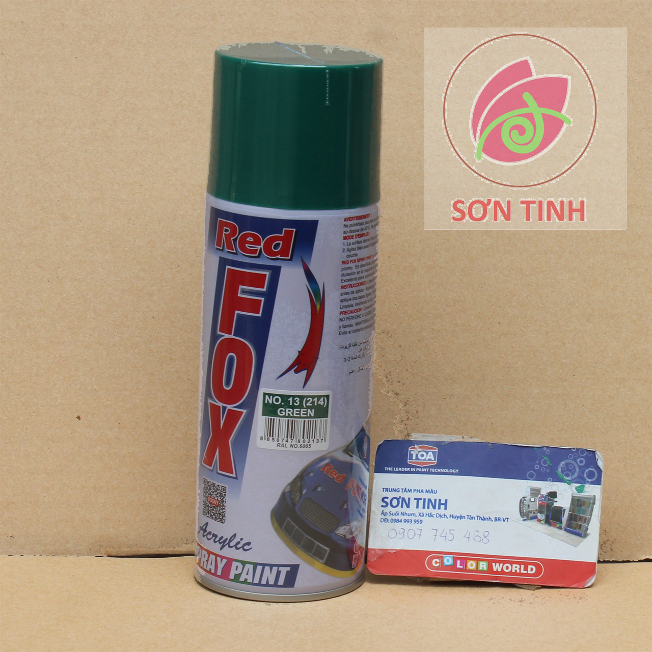 Sơn xịt red fox màu xanh lá rêu green 214 sản xuất tại thái lan
