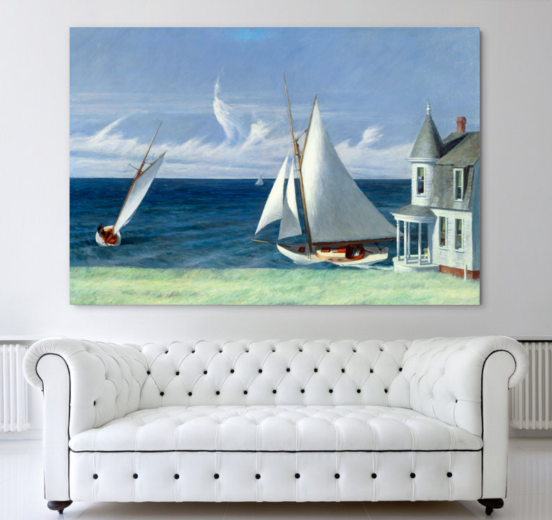 Edward Hopper canvas print art wall pictures-sailboat-minimalist wall decor modern decor for home office, living room, kitchen, classes 1 pc wooden inner frame or frameless