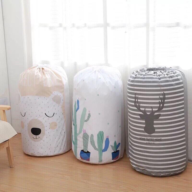 Túi đựng chăn mền chống ẩm hình trụ,Túi Đựng Chăn Mền Hình Tròn, Túi Đựng Đồ Đa Năng Có In Hoạ Tiết