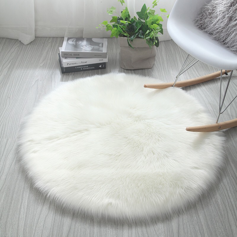 Thảm lông trắng hình tròn nhiều size - chụp ảnh sản phảm nail phụ kiện