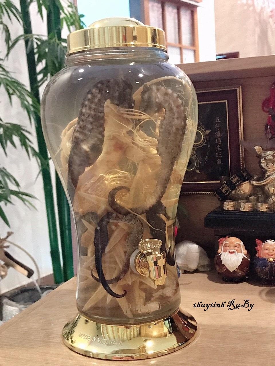 Bình Thủy Tinh Ngâm Rượu Sâm 3 Lít (Có van), Hũ Ngâm Ruou Sâm, Bình Ngâm Trái Cây, Binh Sam, Hu Lo Ngam Nhan Sam