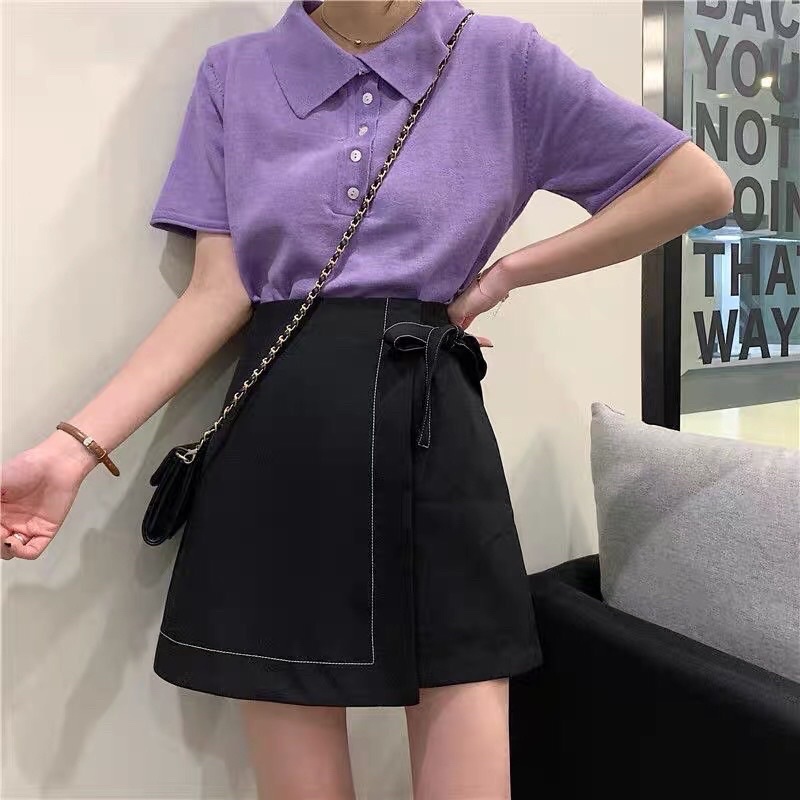 Quần Giả Váy Chỉ Nổi Thắt Nơ