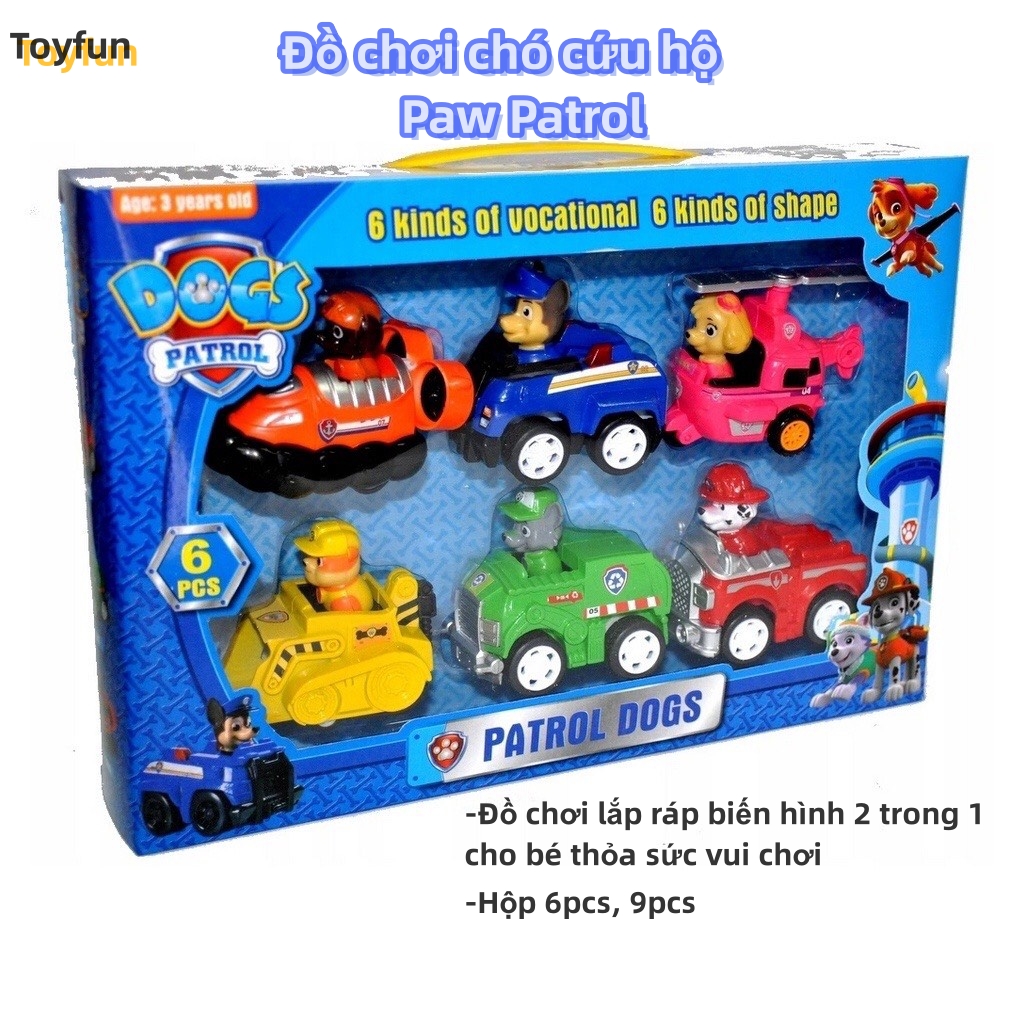 Đồ chơi xe chó cứu hộ Paw Patrol lắp ráp biến hình 2 trong 1 đồ chơi trẻ em chất liệu an toàn cho bé thỏa sức vui chơi