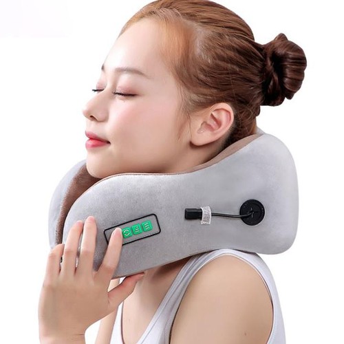[HCM]Gối Massage Vòng Cổ Chữ U 360 Đa Năng - Hỗ Trợ Mát Xa Vùng Cổ