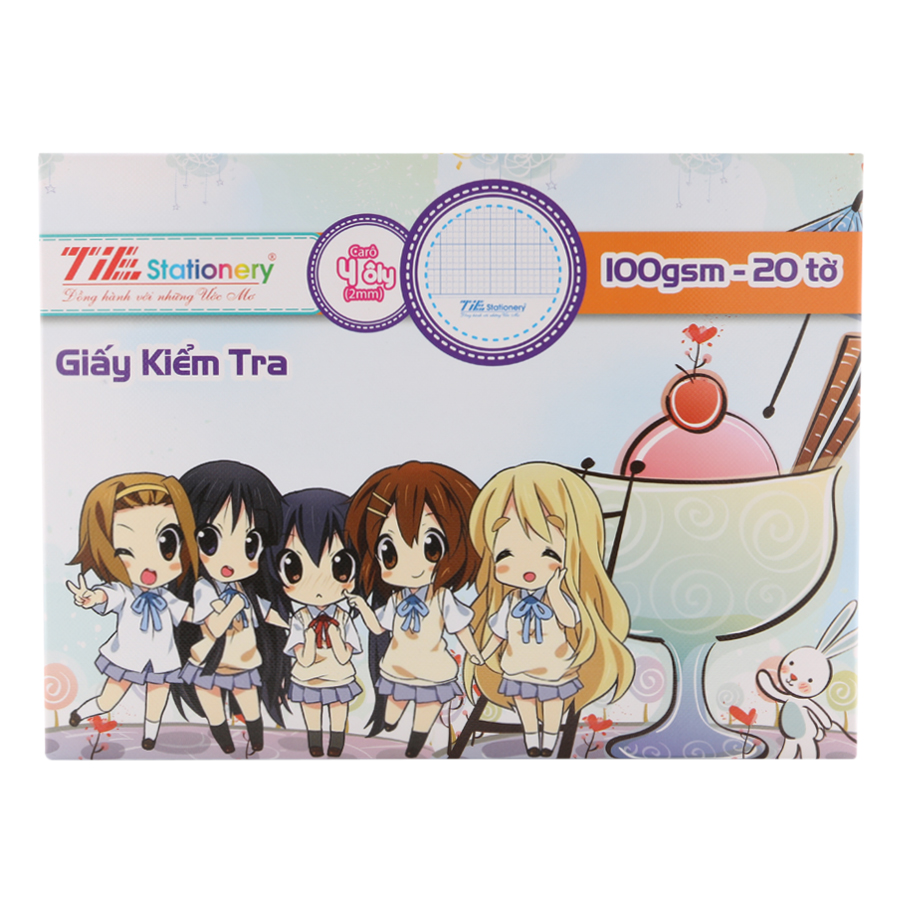 Tập kiểm tra tie caro 4 ô ly, 5 ô ly, giấy tốt, định lượng: 100gsm - khuba store