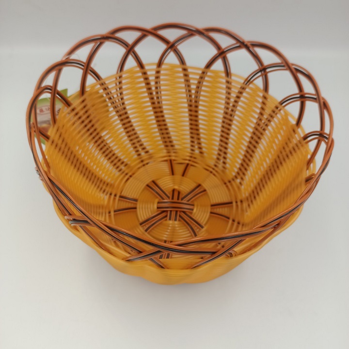 Artificial Plastic deep rattan round basket for multifunctional storage
