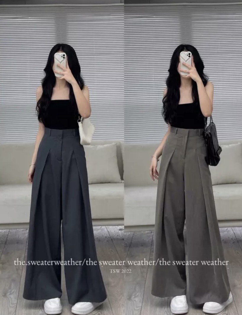 Quần xuông ống rộng chất ruby cạp cao xếp ly - 247storefashion - quan7301_sp0k70