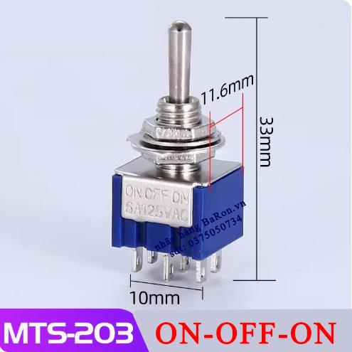 Công tắc ON-OFF-ON 125V/6A 3 chân 3 chế độ (nhiều lựa chọn khác)