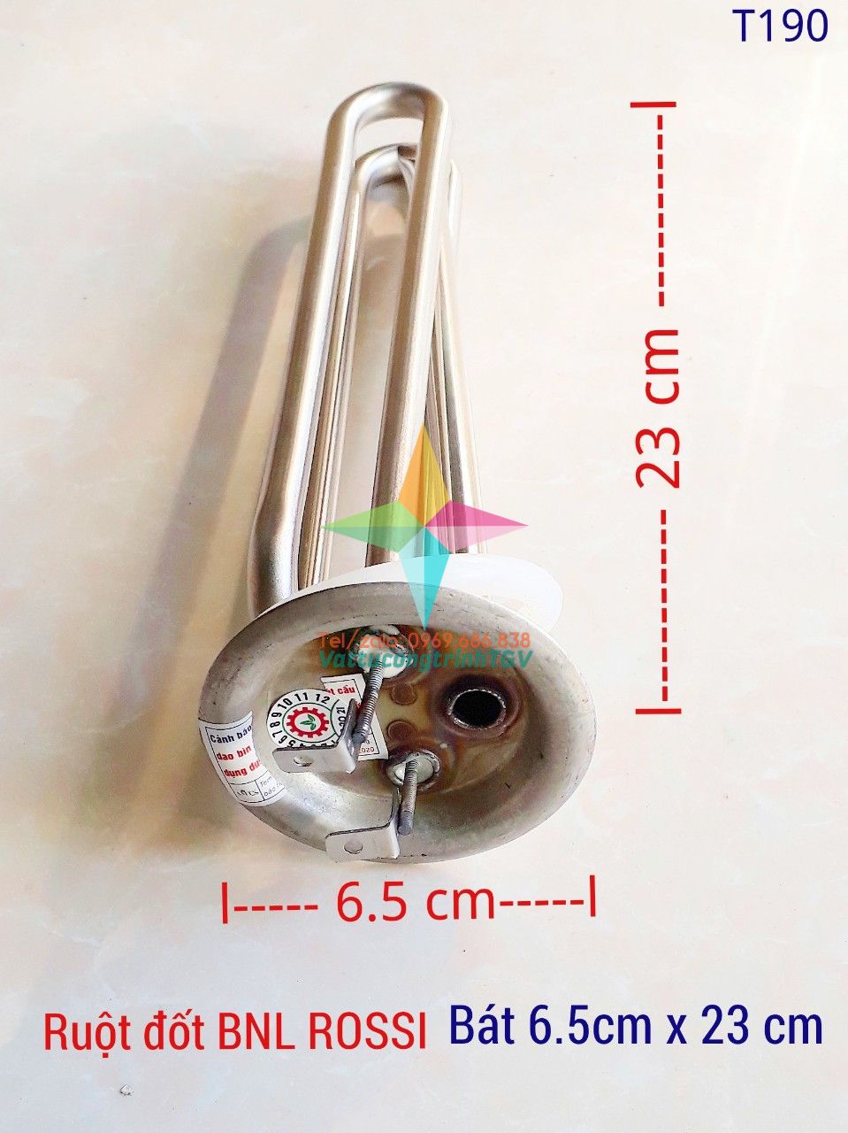 Ruột đốt Bình Nóng Lạnh ROSSI - Tân Á thẳng bát tròn 6,5cm x 23cm