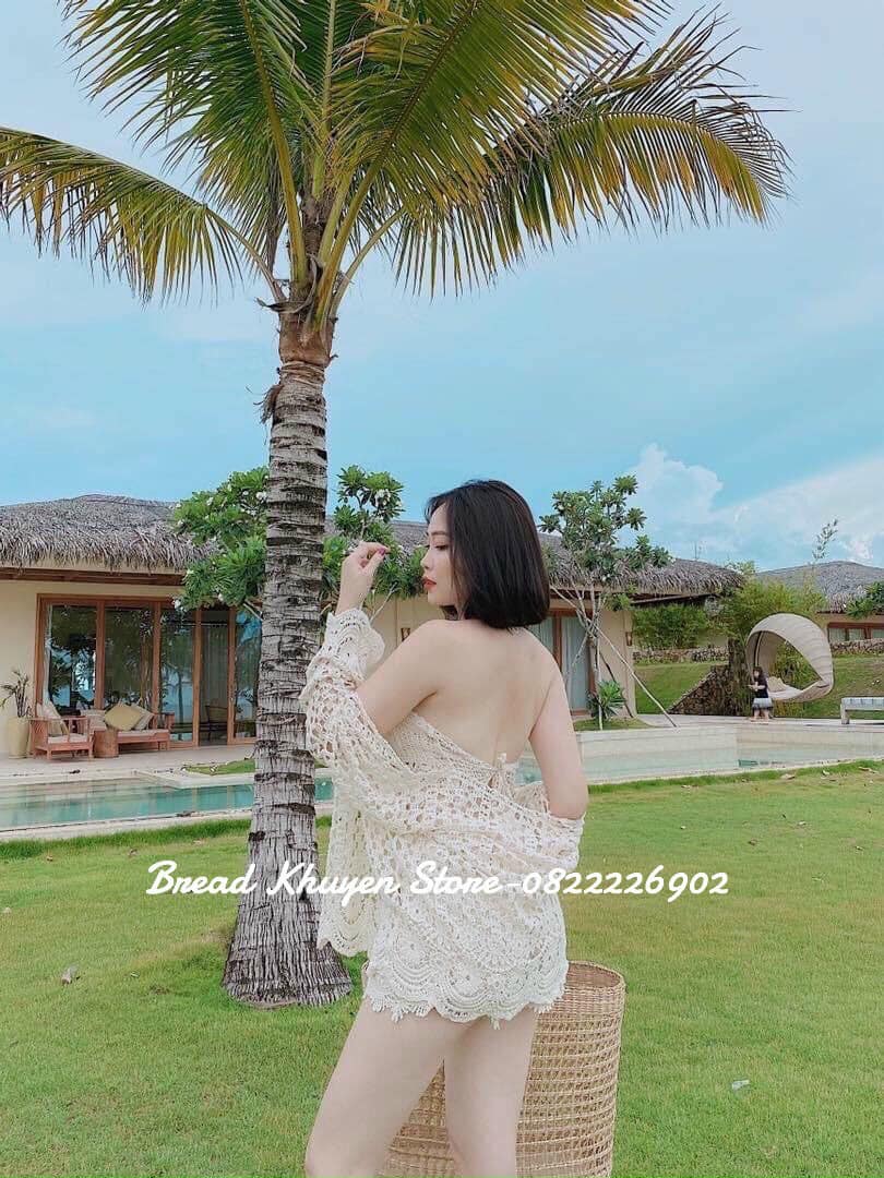 Set bikini ren hoa đi biển HS01