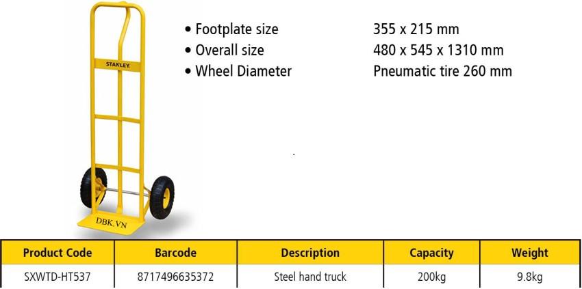 [HCM]XE ĐẨY TAY 2 BÁNH CC STANLEY HT537 (TẢI 200KG)