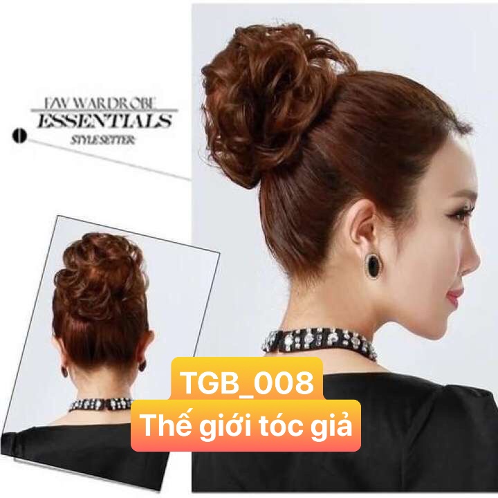 [HCM]TÓC GIẢ BÚI KIỂU DÂY CỘT THUN XOĂN NỮ TÍNH B008