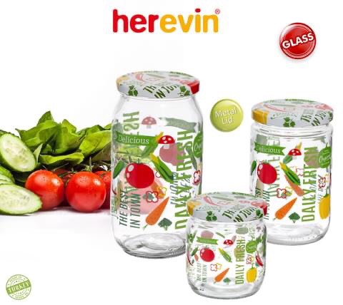 Hũ Thủy Tinh Thổ Herevin Nắp Thiếc