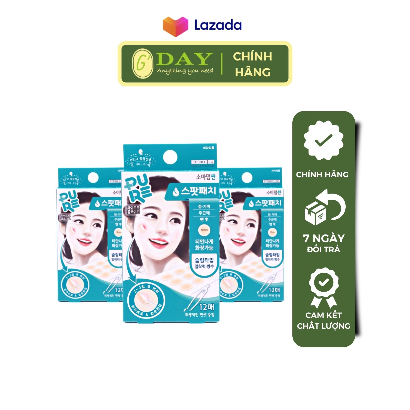 YOUNG CHEMICAL Combo 3 miếng Dán Mụn Somaderm 12 ( Hộp 12 Miếng)