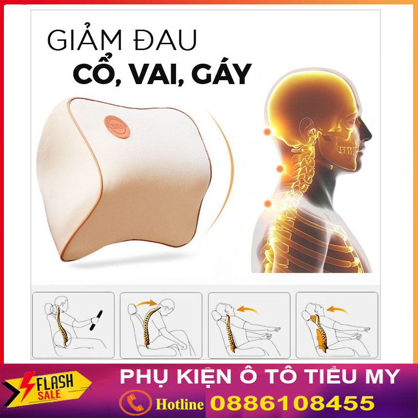 Gối Tựa Đầu Và Lưng Xe Ô Tô Chất Liệu Cao Su Non Cao Cấp, Chống Gù Lưng, Đau Mỏi Vai Gáy, Bộ Gối Tựa Xe Hơi, Ô Tô, Ghế Văn Phòng Cao Cấp