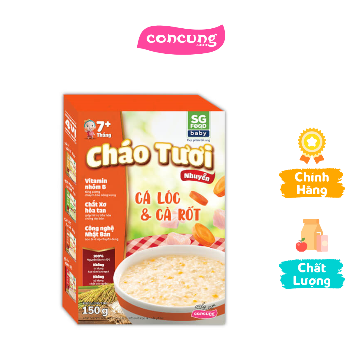 Cháo tươi nhuyễn Cá lóc & Cà rốt