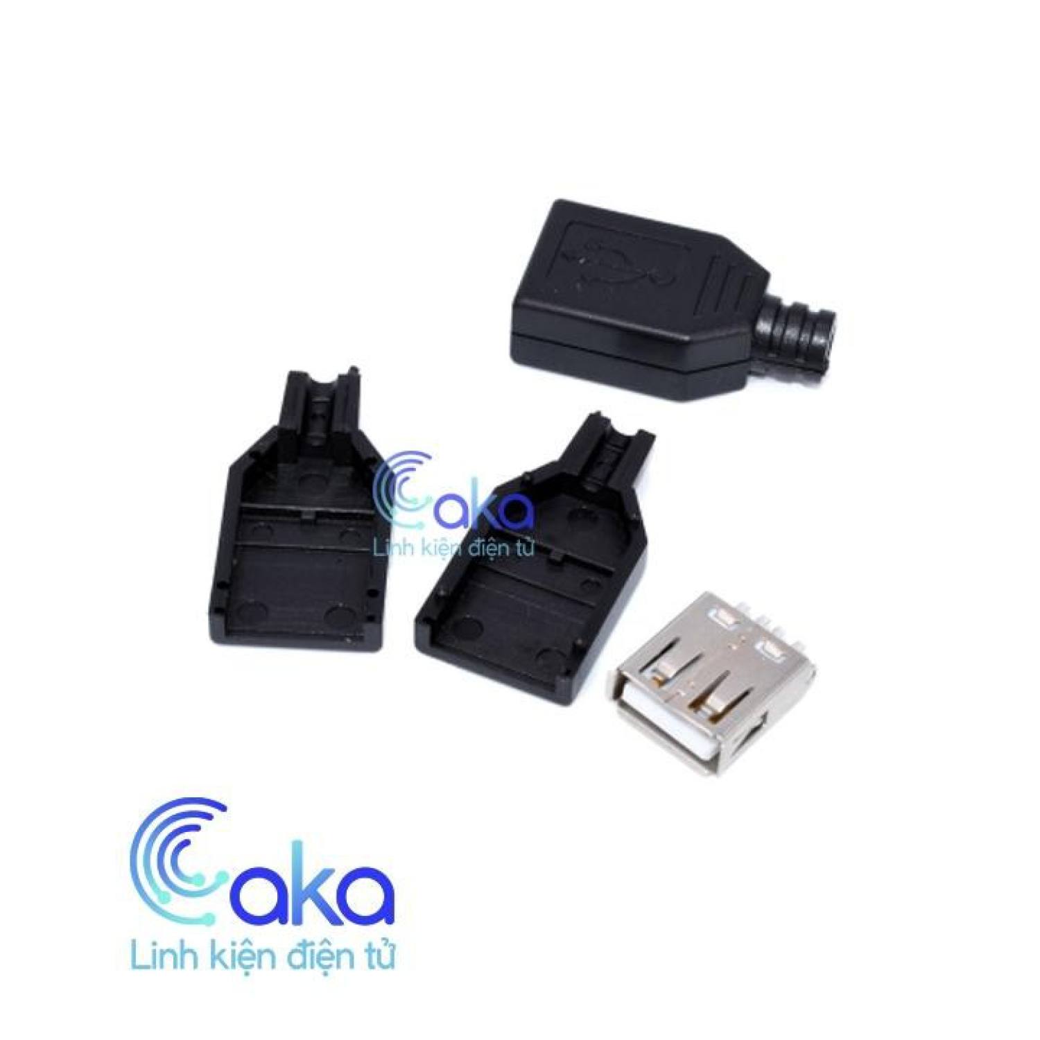 Đầu USB Đực kèm vỏ 4 chân tự hàn