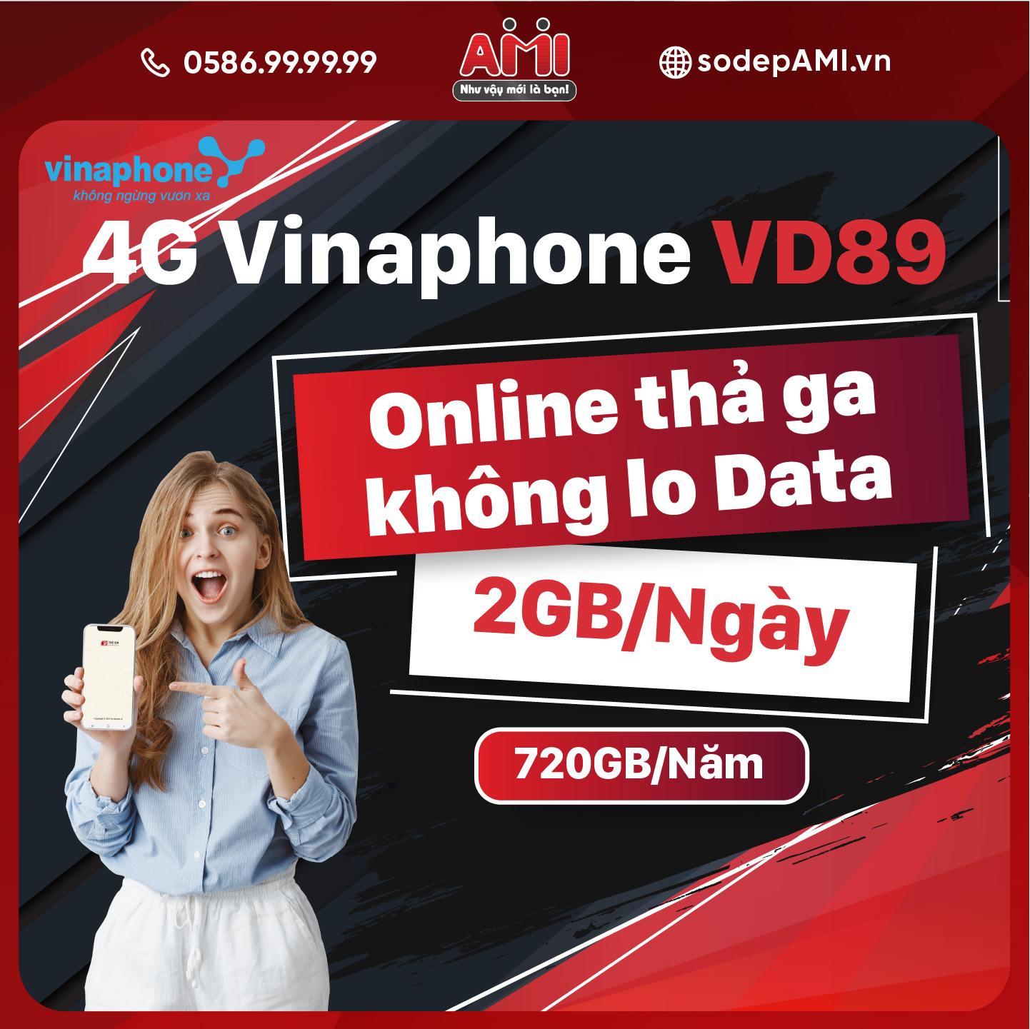 Sim 4G Vinaphone VD89 MIỄN PHÍ 12 Tháng Nghe Gọi, Lướt Web Thả Ga Không Lo Data