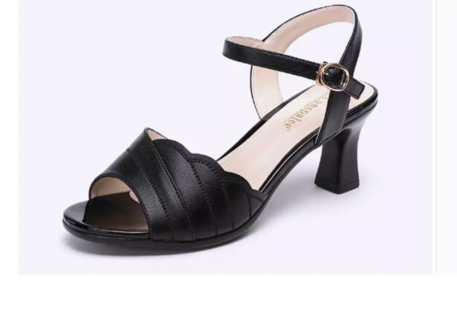 Giày sandan gót nhỏ quai gợn sóng GPSHOP