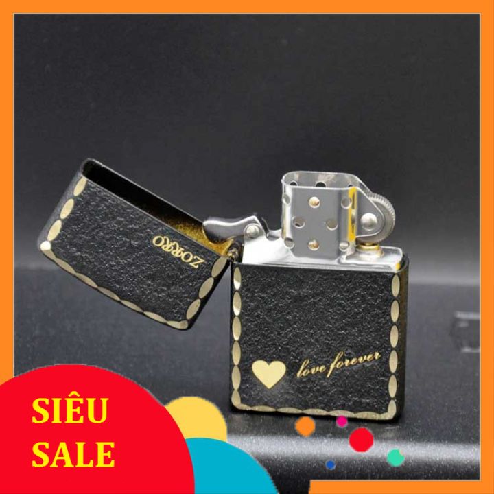 Bật lửa xăng đá vân đá cao cấp zorro  đen nhám