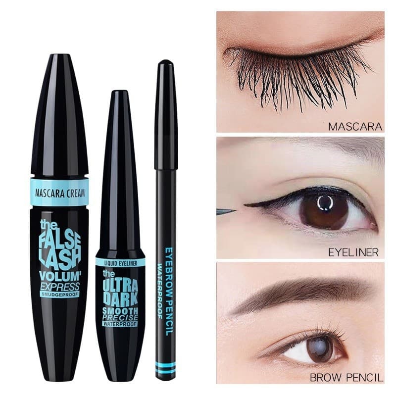 Set 3 Món Trang Điểm Mắt (Bao Gồm Gel Mascara, Gel Vẽ Viền Mắt Eyeliner, Bút Vẽ Lông Mày)