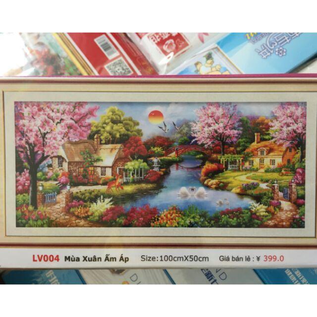 Tranh đính đá mùa xuân ấm áp lv004 kt:100x54cm