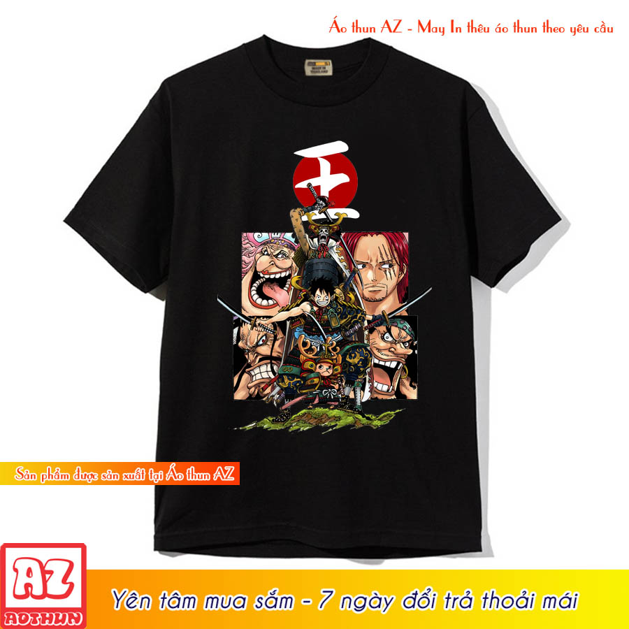 Áo thun one piece luffy và tứ hoàng màu đen - có size trẻ em m2797