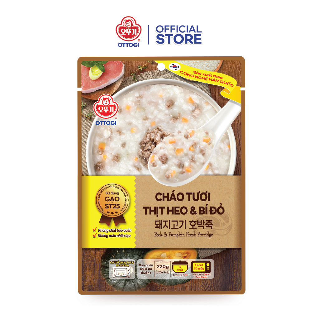 Cháo tươi thịt heo và bí đỏ Otoki 220g