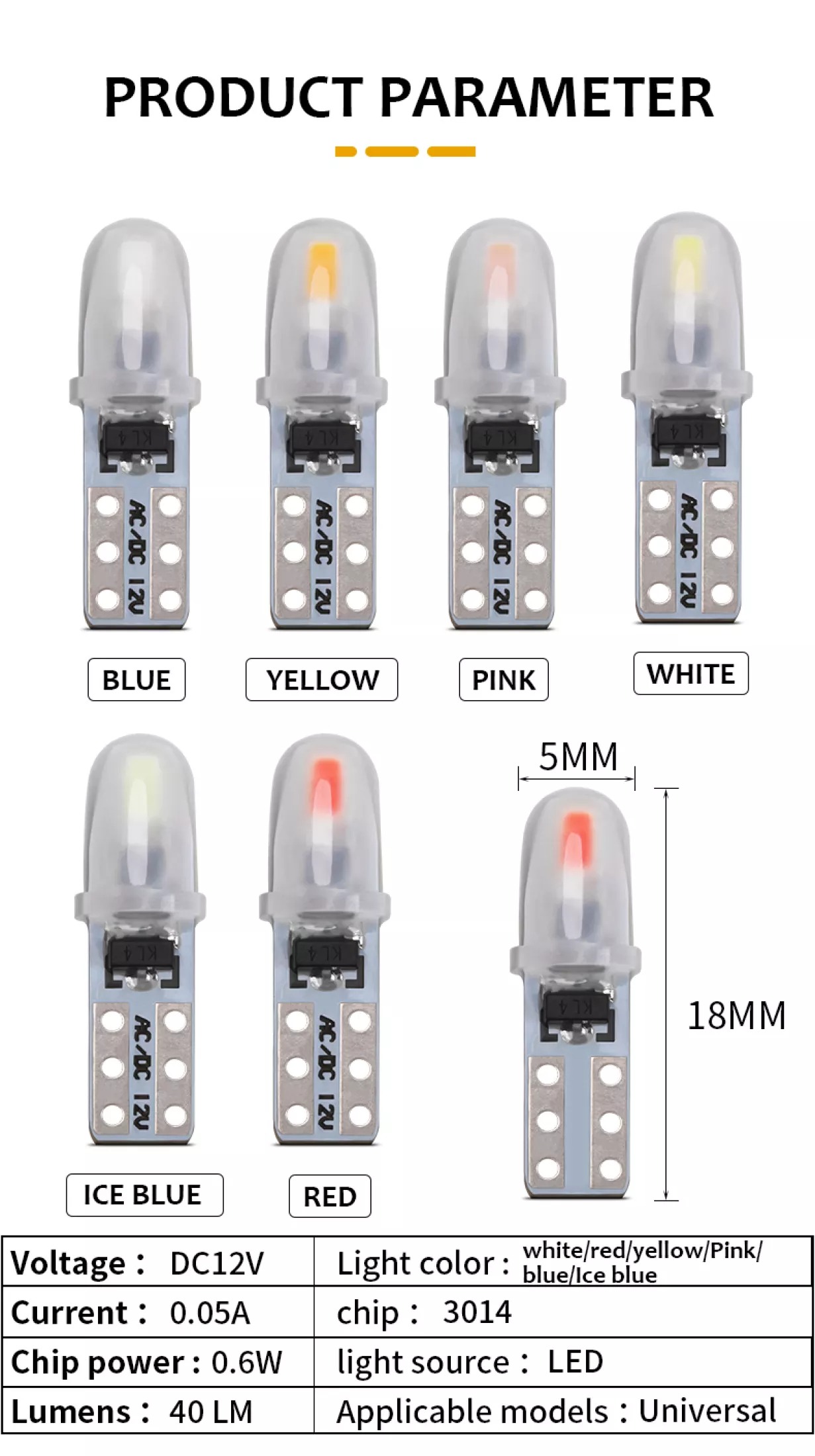 Đèn Led T5 Gắn Thay Thế Demi Xe Máy, Mặt Đồng Hồ Ô Tô T5 COB Silicone DC 12V