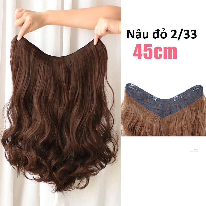 Tóc kẹp V xoăn dài 45cm, màu [đen 2#]