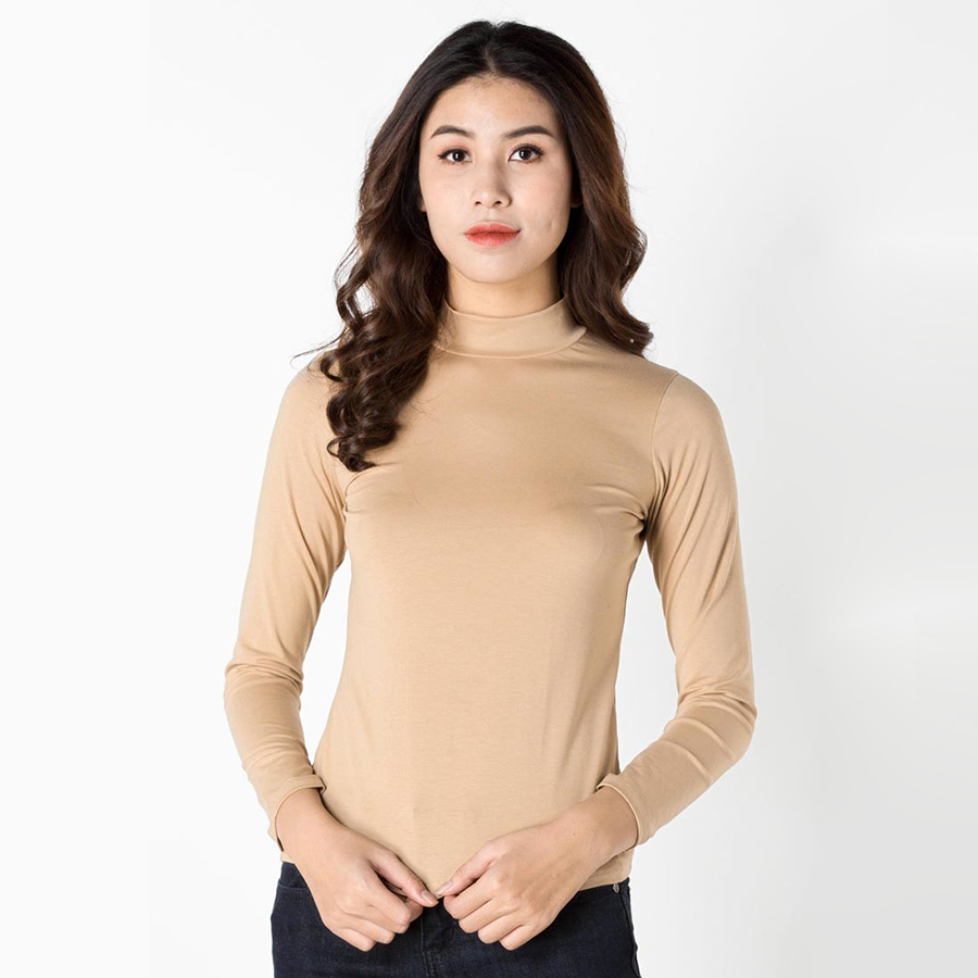Áo thun áo giữ nhiệt Nữ lót Nỉ cổ 3 phân dày dặn co giãn Phong cách Hàn Quốc Trẻ Trung Năng Động