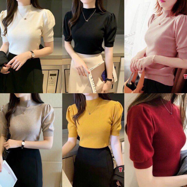 Áo len mịn tay bồng cổ 3p