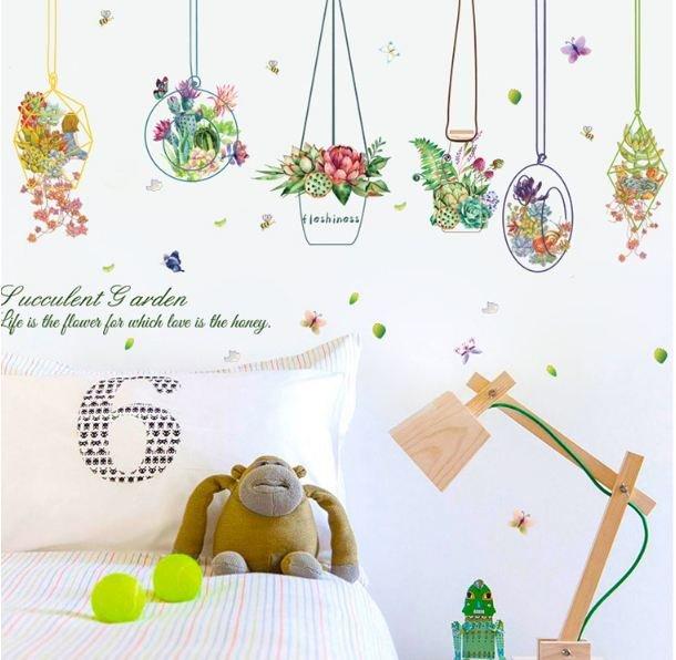 [HCM]DECAL DÁN TƯỜNG GIỎ HOA VÀ XE ĐẠP XANH