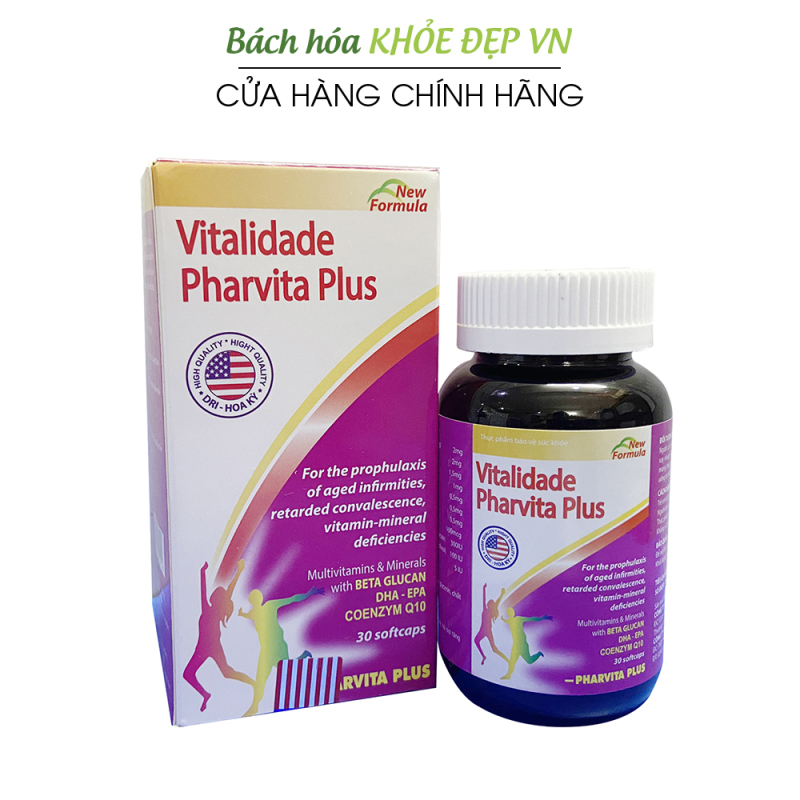 Viên uống vitamin tổng hợp và khoáng chất Pharvita Plus tăng cường sức khỏe - Chai 30 viên