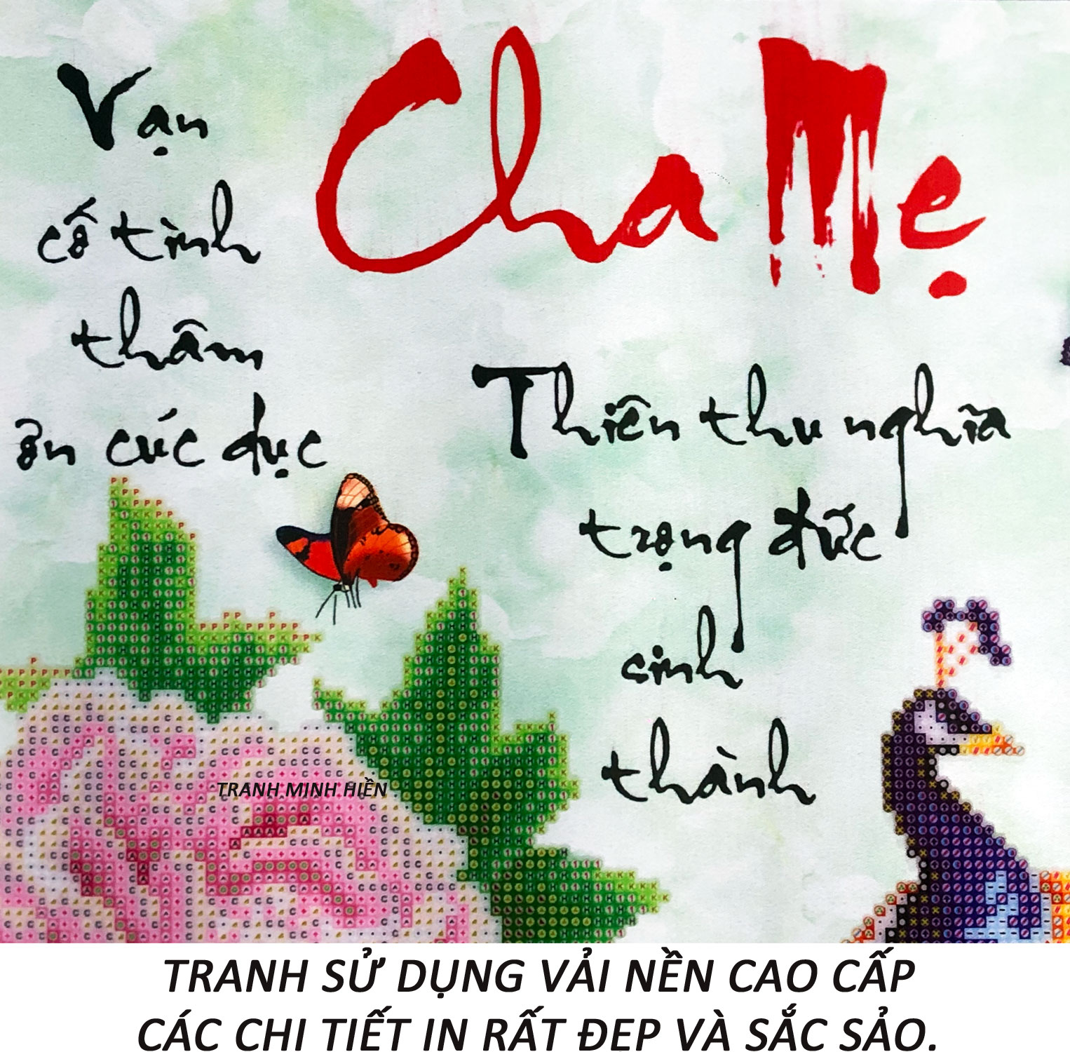 Tranh Đính Đá Tự Làm - Cha Mẹ Là Suối Nguồn Yêu Thương 36 (Kèm Quà Tặng) - Tranh Minh Hiền (TỰ ĐÍNH ĐÁ)