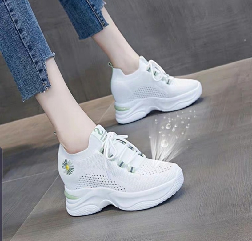 giày độn đế nữ cao 7cm vải lưới co giản cực êm cực thoáng giá rẻ