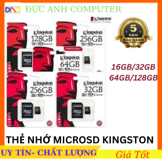 Thẻ nhớ kingston 16gb/32gb/64gb/128gb tốc độ cao uhs1 micro sdhc + adapter - bảo hành 5 năm