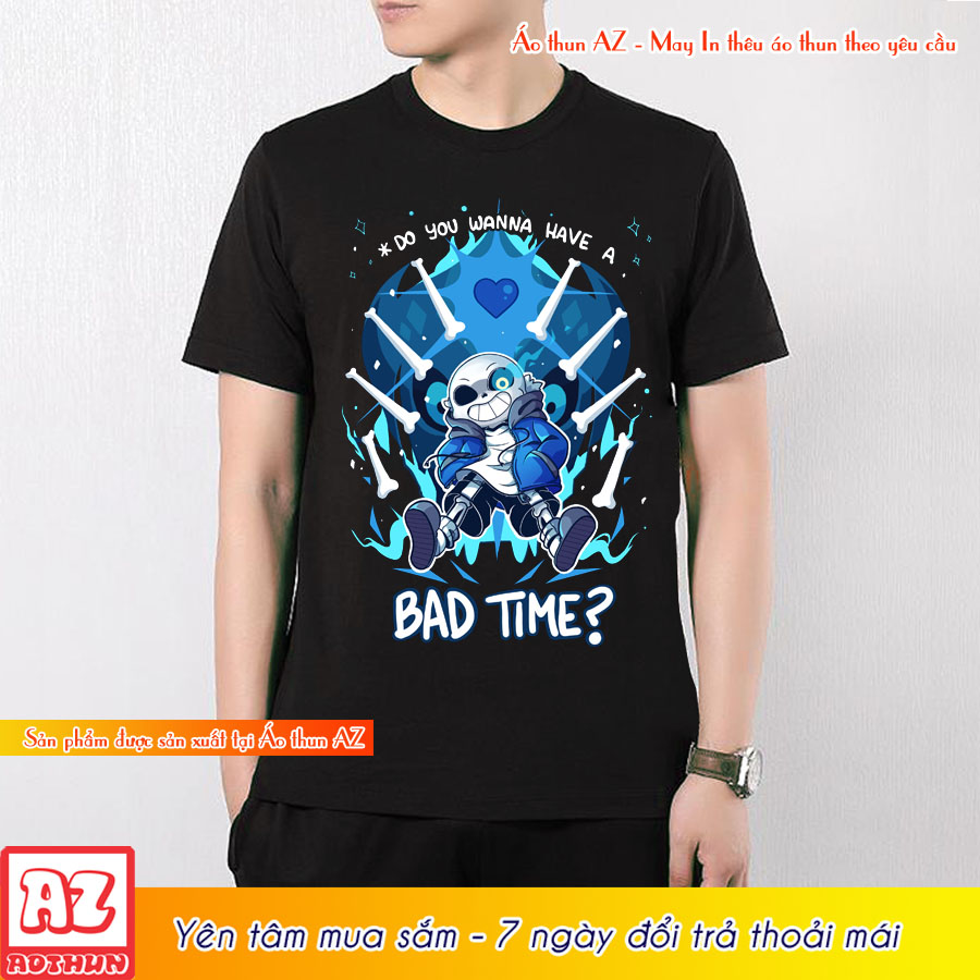 Áo thun game Undertale Sans chibi bad time màu đen - Có size trẻ em M2812