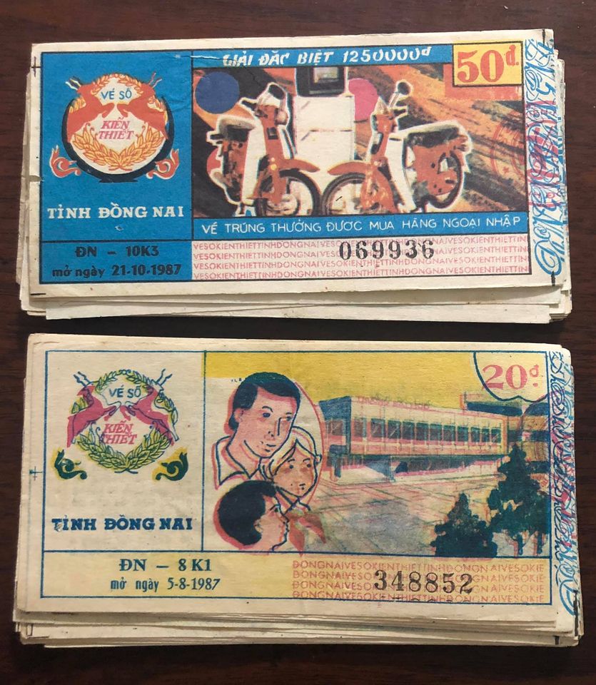 Vé số bao cấp tỉnh Đồng Nai, 198x, vật phẩm sưu tầm