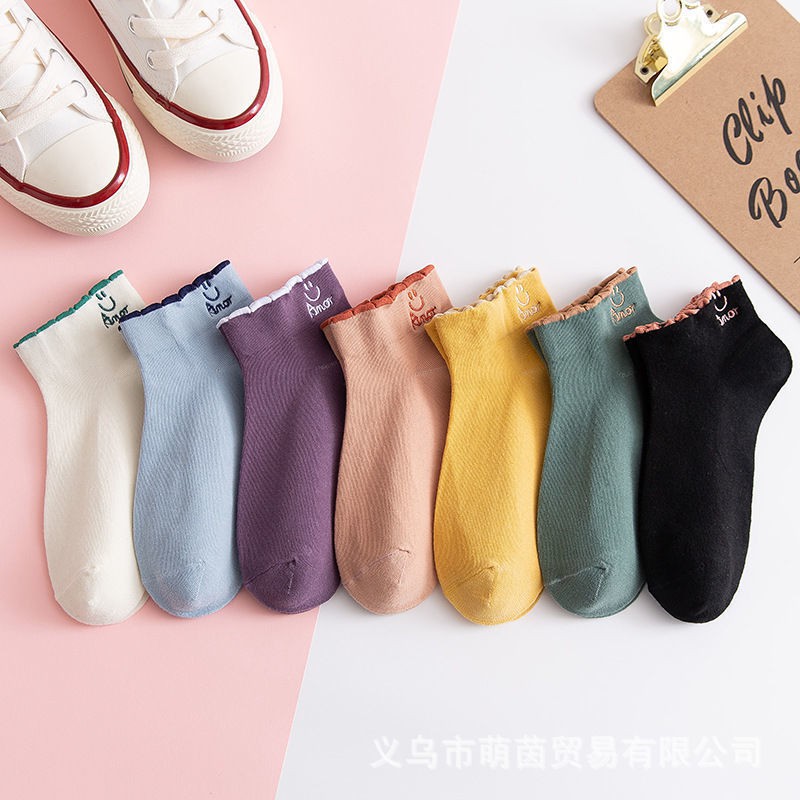 Tất nữ ngắn cổ bèo mặt cười [set 10 đôi] phong cách Hàn Quốc