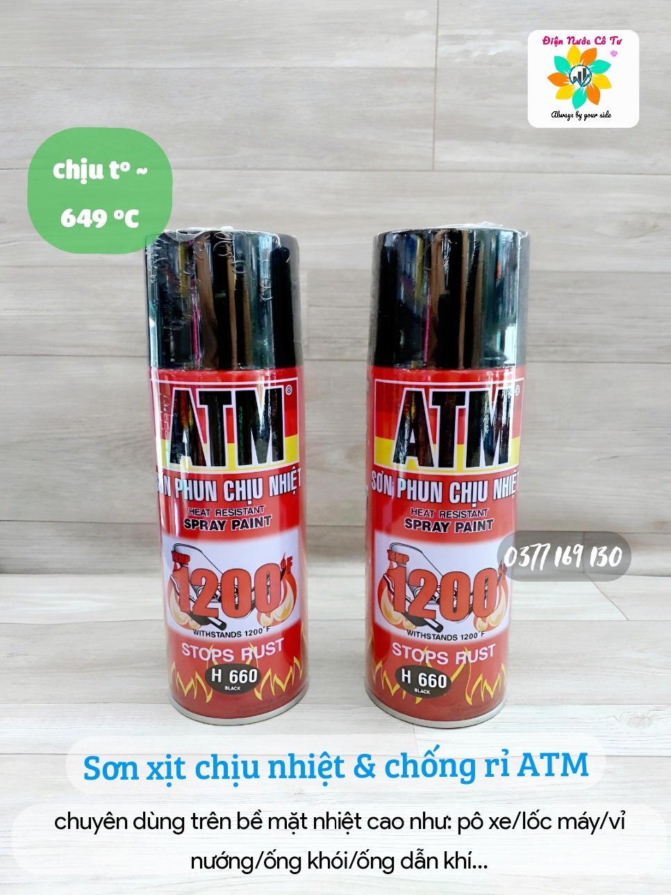 Sơn chống cháy chịu nhiệt cao ATM màu đen - chuyên cho lốc máy pô xe vỉ