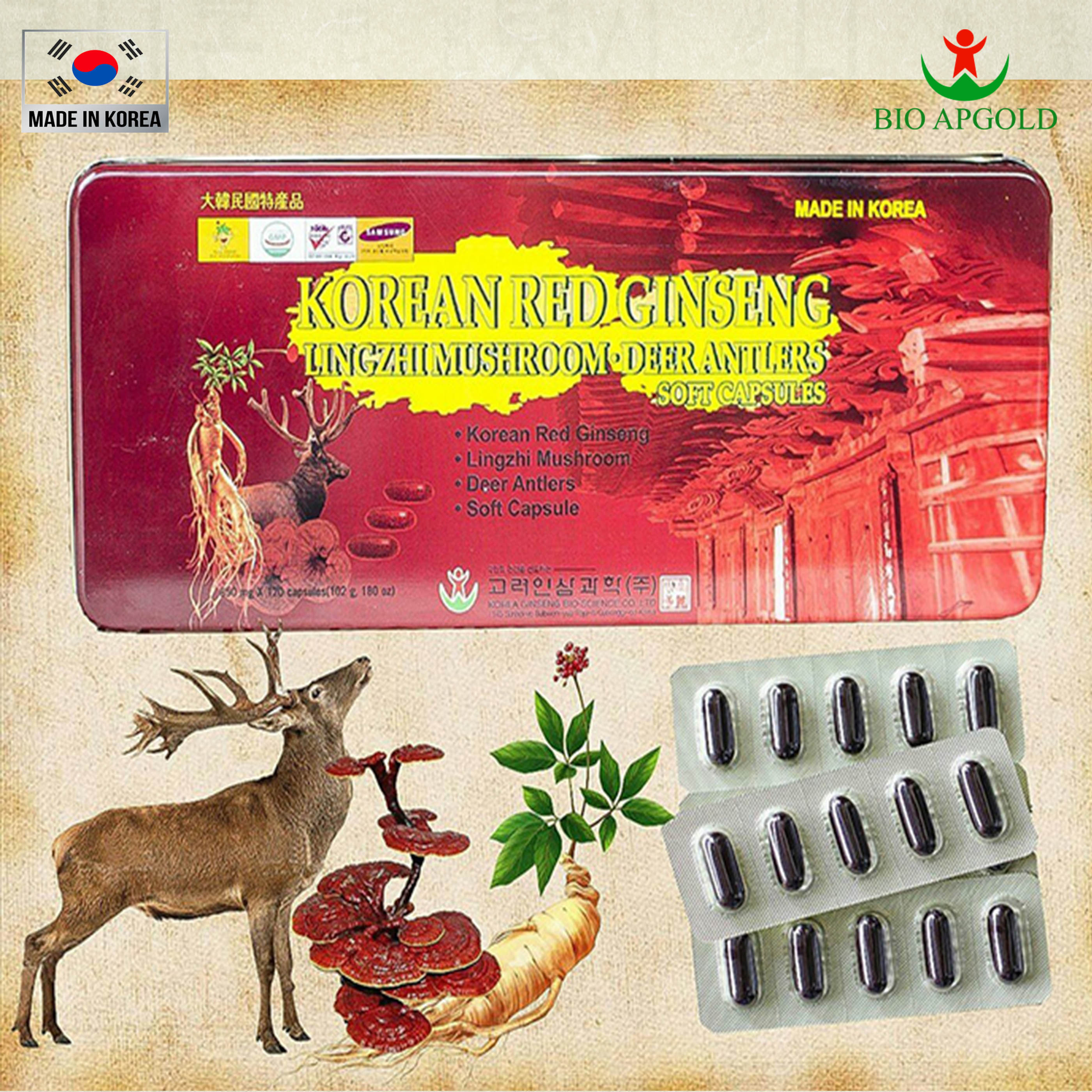 Viên Sâm Linh Chi Nhung Hươu Hàn Quốc (hộp 120 viên)🔥 Khanhtankorea 🔥