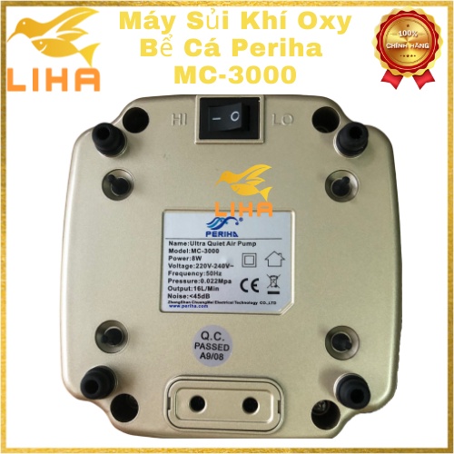 Máy Sủi Khí Oxy Bể Cá Periha MC3000 (6W-16Lít/Phút) - Máy Oxi Cho Hồ Cá