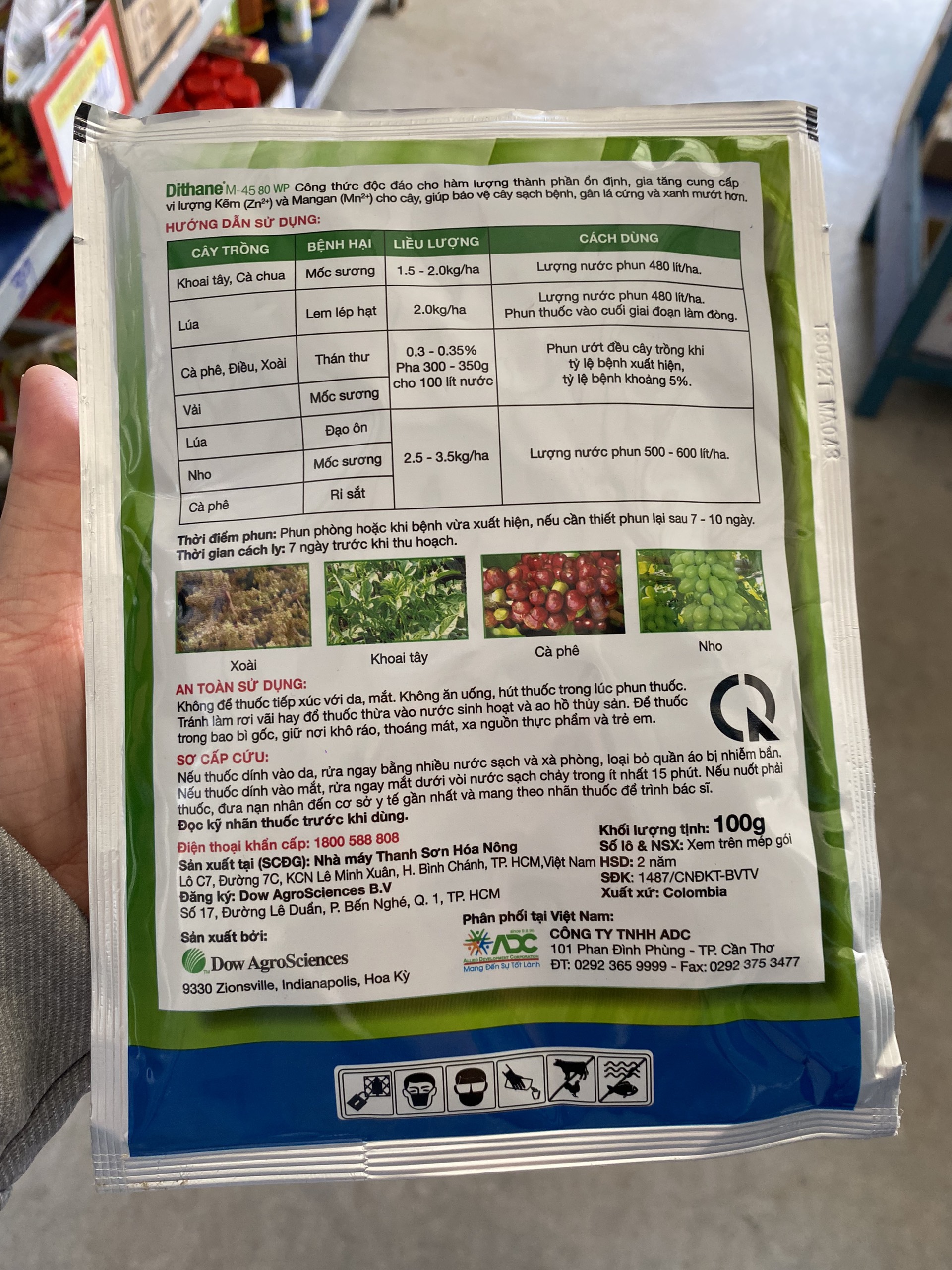 Thuốc Trừ Bệnh Dithane M-45 80WP Mancozeb XANH (100g)