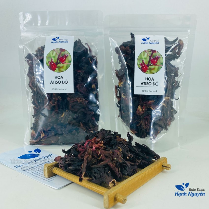 Hoa atiso đỏ 100g, hoa bụp giấm, hibicus, nguyên nụ, dùng pha trà, làm siro, thanh nhiệt, giải khát