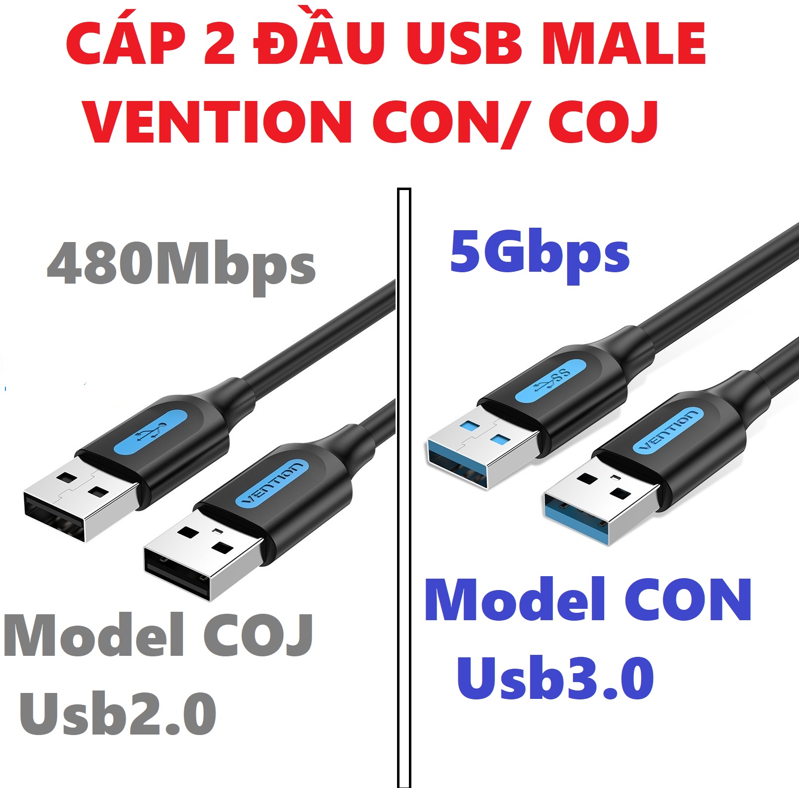 [ Usb3.0  to Usb 3.0 ] Cáp 2 đầu USB 3.0 / USB 2.0 Vention CON / COJ
