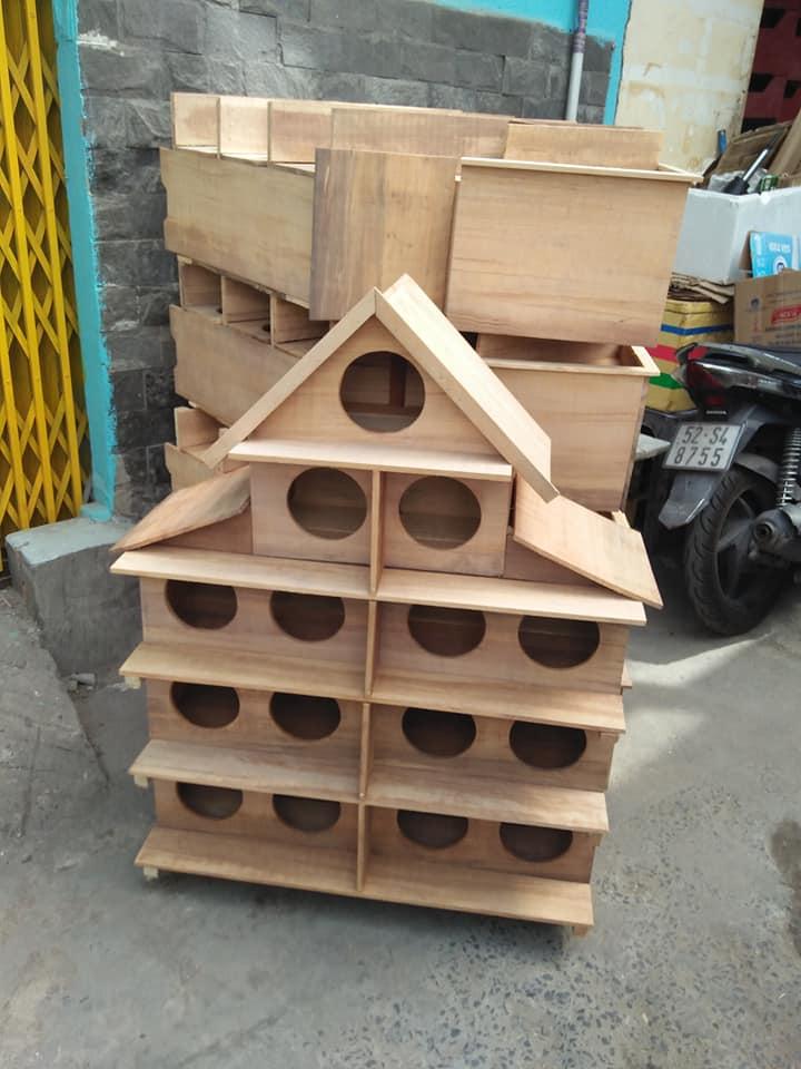 Chuồng bồ câu gỗ 15 lỗ trồng gỗ cây vườn nuôi 8 đôi chim bồ câu thả