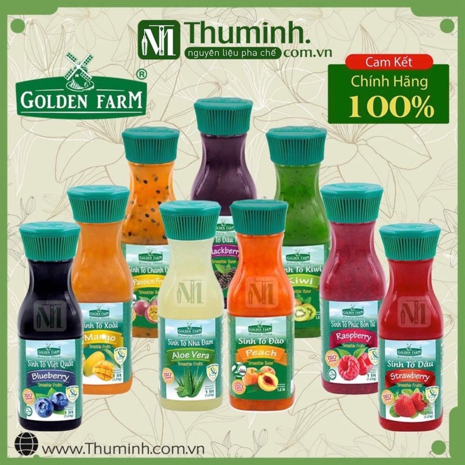 Sinh Tố Golden Farm Chai 1Lít ( Đủ Mùi)