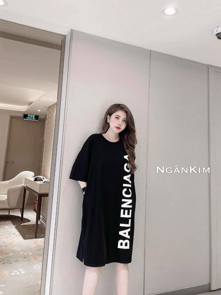 [HOÀN TIỀN ĐẾN 15%]váy suông tay lỡ in bb cách điệu 2 màu